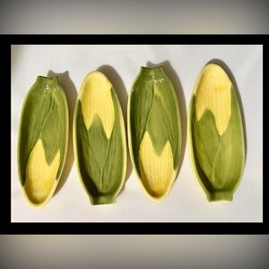 Vintage 4 Shawnee Pottery King Corn on the Cob Dishes #79 — Oven Proof USA 8.5”L